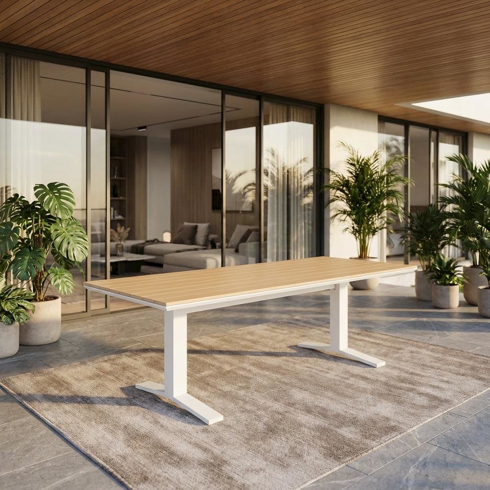 Durable Aluminum Outdoor Dining Table In Stylish Gray Finish. Picture 2