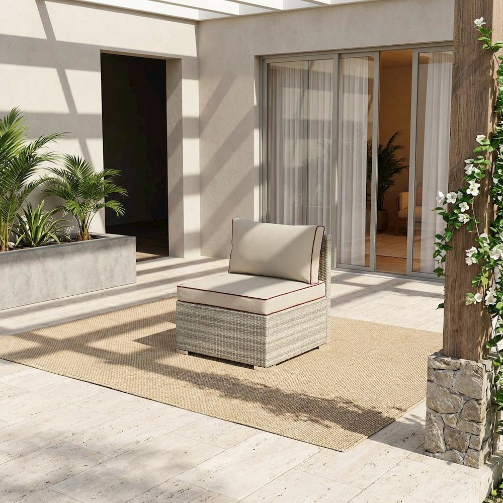 Outdoor Patio Armless Lounge Chair With Cushioned Seat And Durable Construction. Picture 2