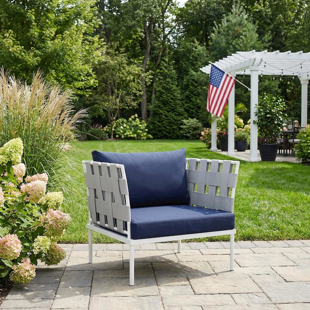 Outdoor Patio Aluminum Armchair With Cushioned Seat And Sleek Design. Picture 3
