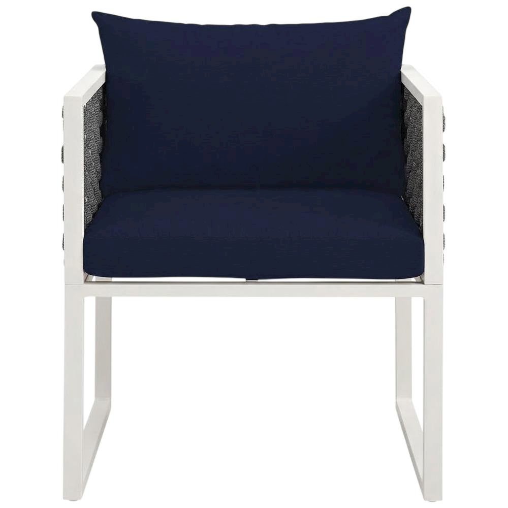 Outdoor Patio Aluminum Dining Armchair With Cushioned Seat And Armrests. Picture 4