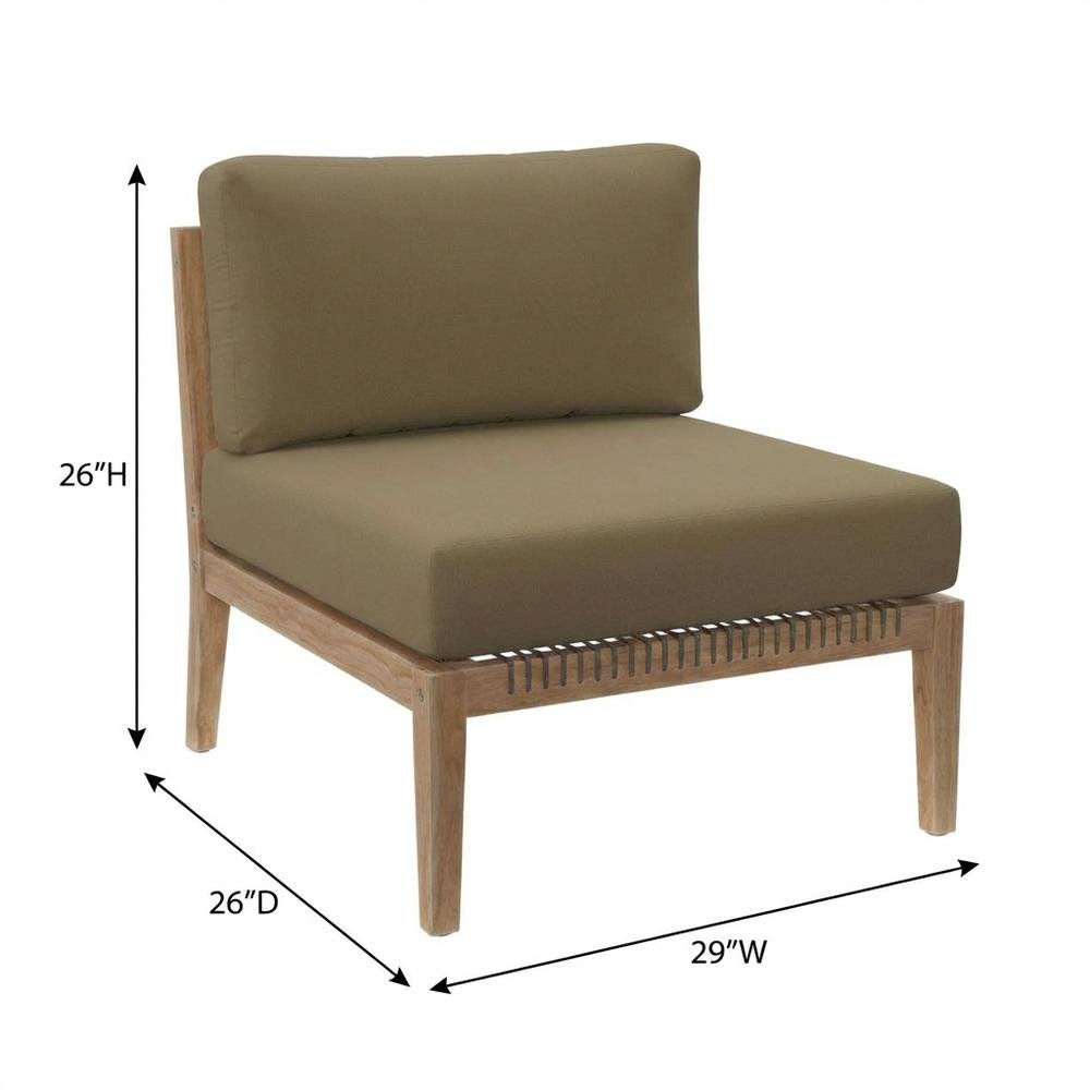 Teak Wood Outdoor Lounge Chair With Armless Design And Cushioned Seat. Picture 7