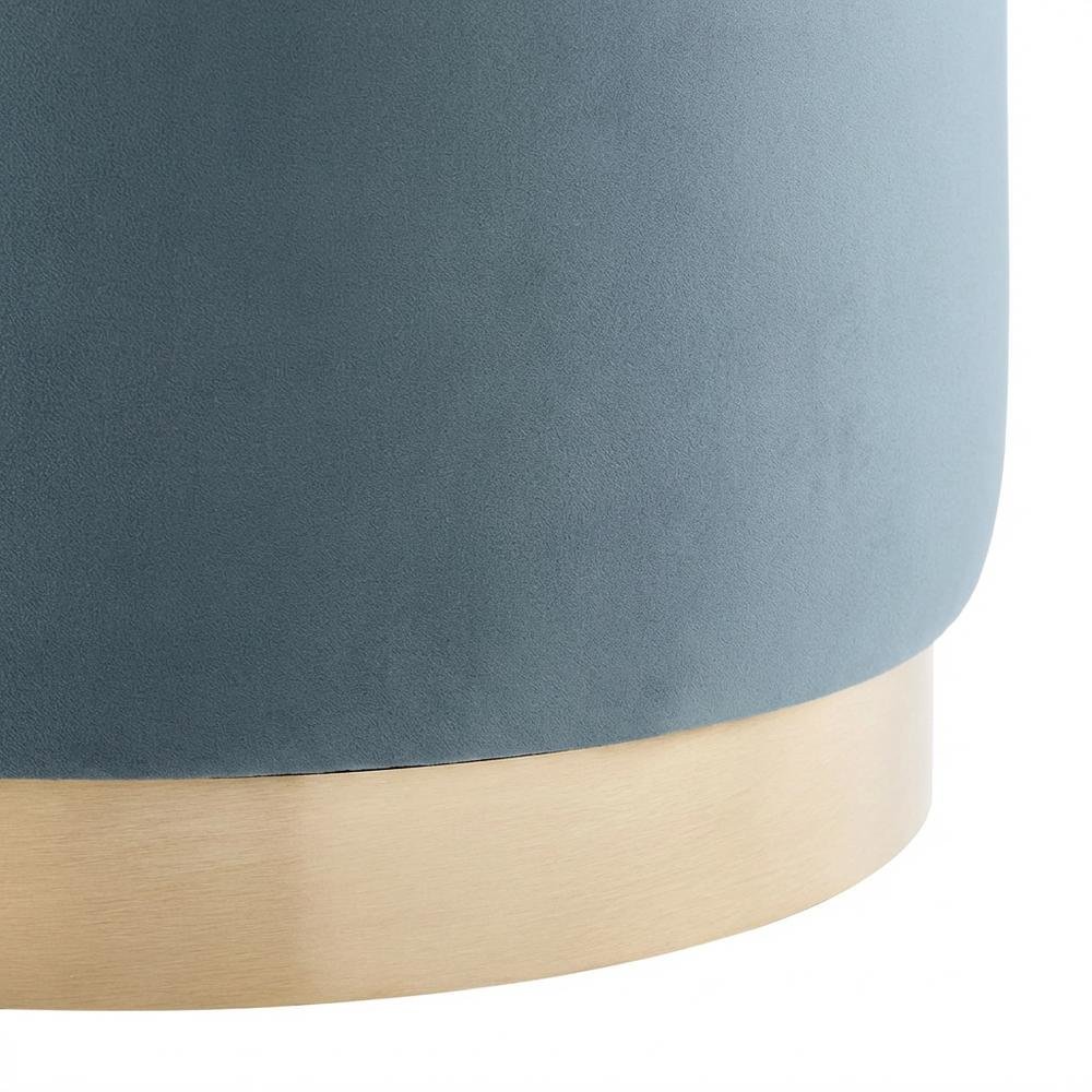 Round performance velvet ottoman with plush upholstery and versatile design. Picture 6