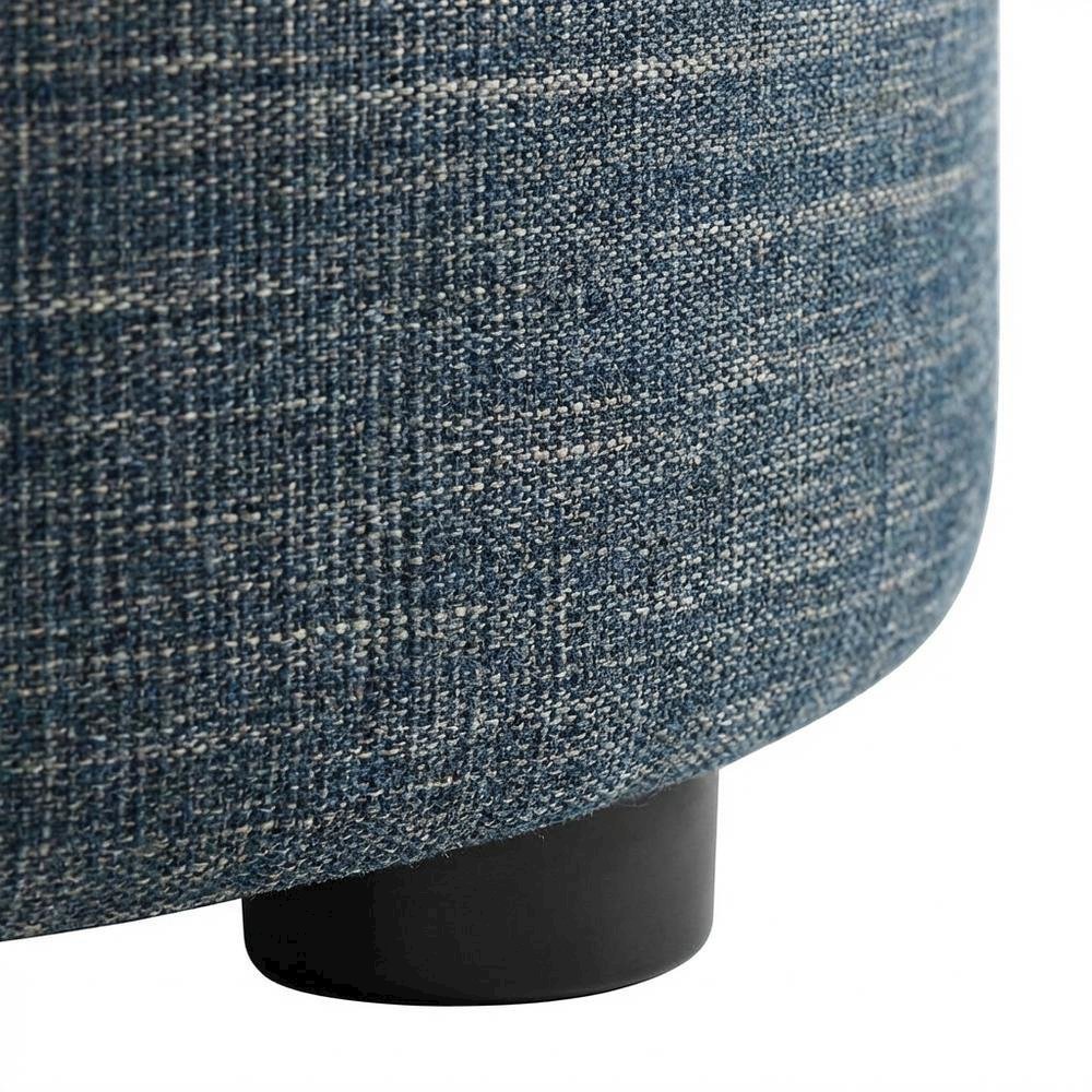 Round Woven Heathered Fabric Ottoman with Cushioned Top for Outdoor Lounge. Picture 6