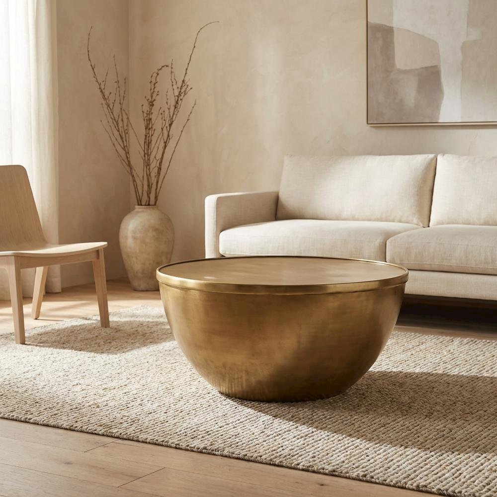 Premium Metal Coffee Table in Brass Finish with Modern Design. Picture 3