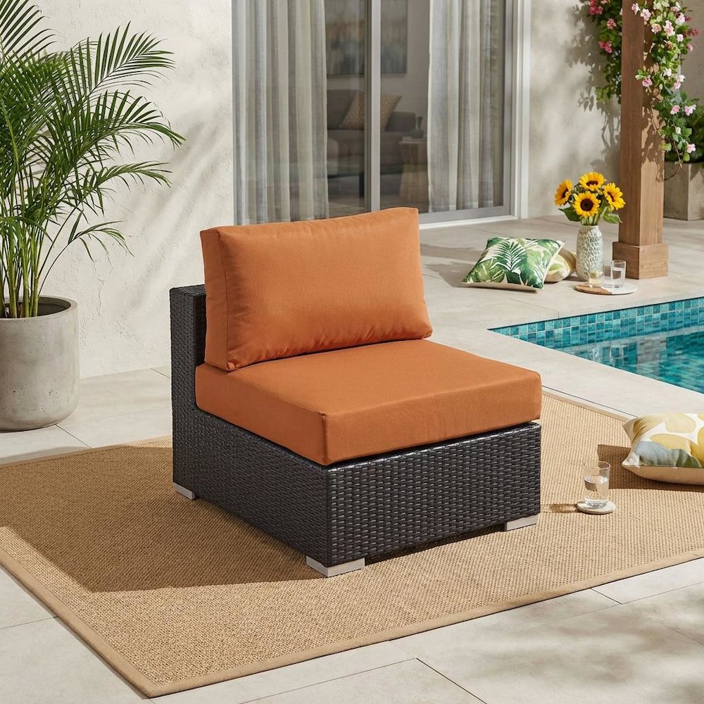 Outdoor Patio Armless Lounge Chair With Cushioned Back, Seat For Outdoor. Picture 2