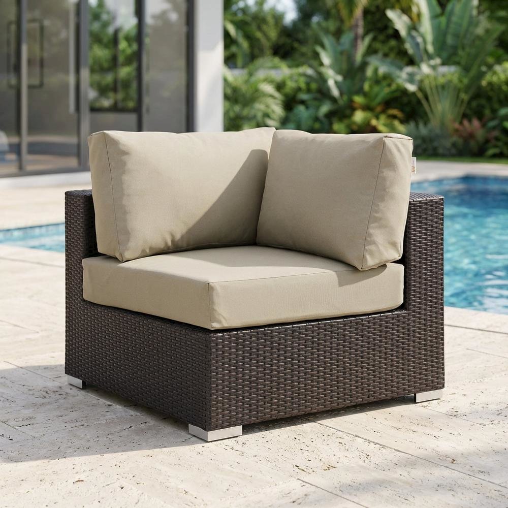 Outdoor Patio Corner With Cushioned Seating And Armrests For Cozy Outdoor Living. Picture 3