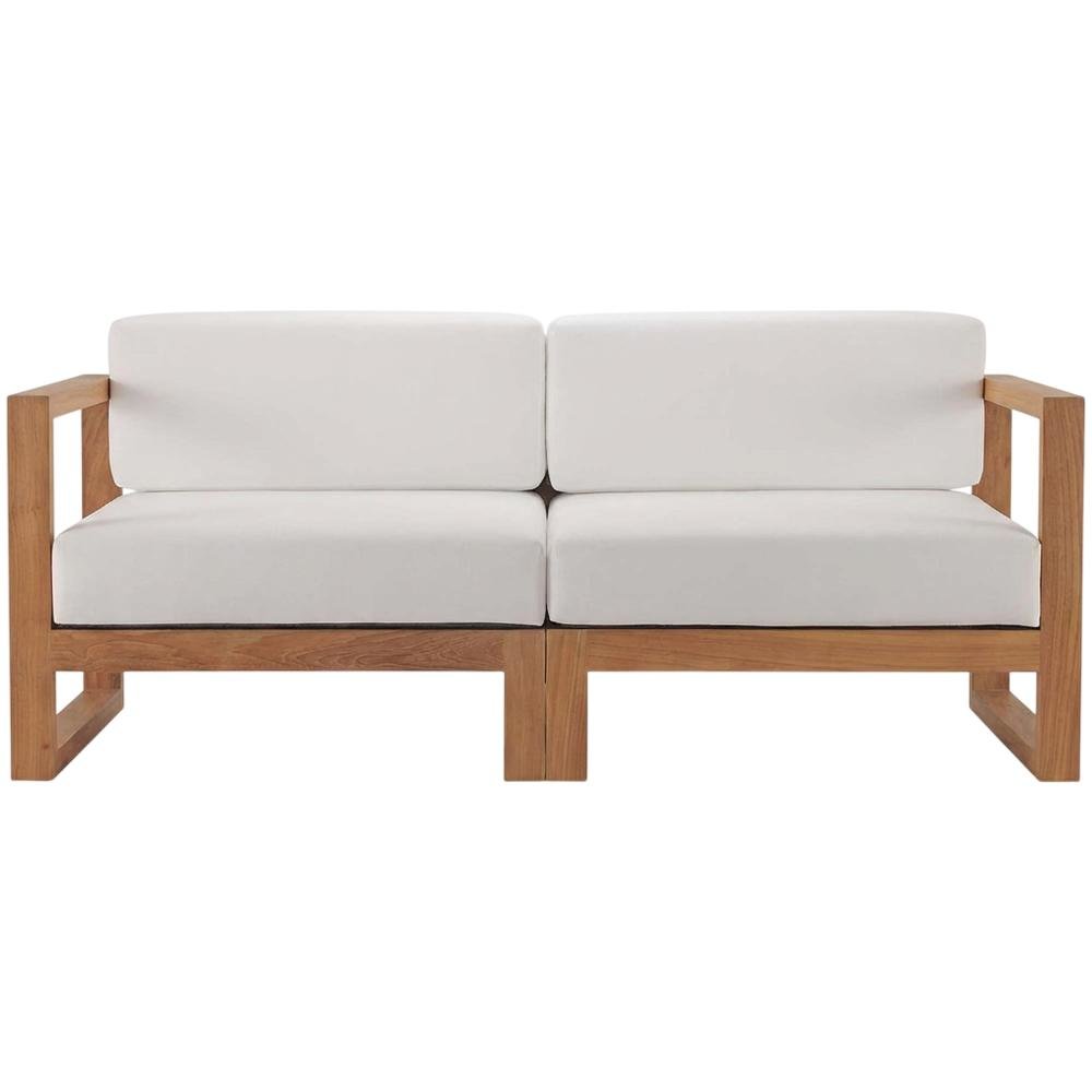 Outdoor Patio Teak Wood Sectional Sofa Loveseat with Armrests. Picture 4