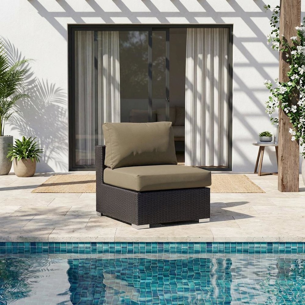 Outdoor Patio Armless Lounge Chair With Cushions For Comfortable Seating. Picture 2