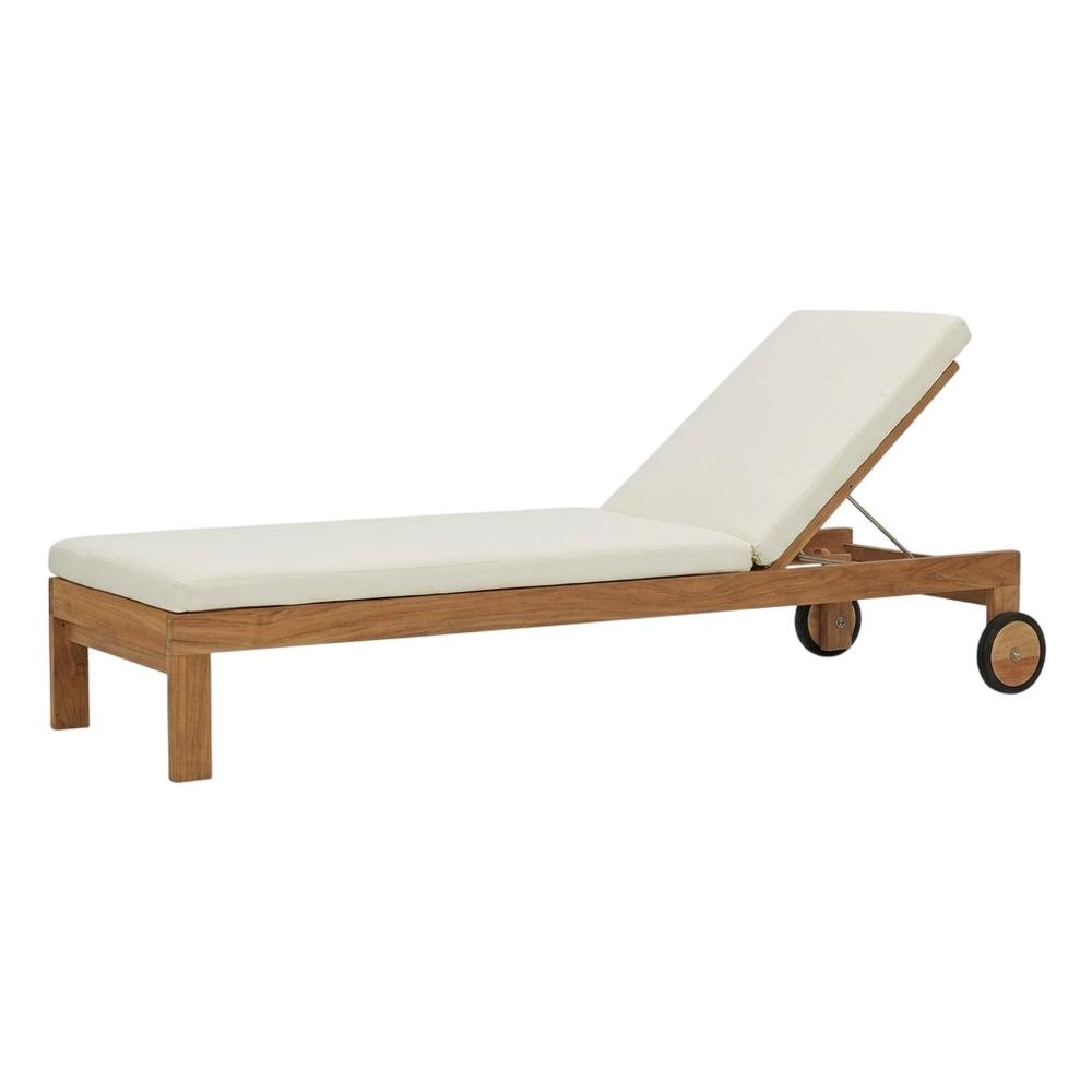 Outdoor Teak Lounge Chair With Cushioned Seat For Patio Relaxation. Picture 1