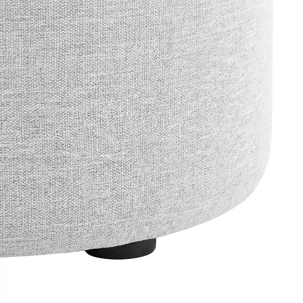 Round Heathered Fabric Upholstered Ottoman, neutral tones, comfortable seating. Picture 6
