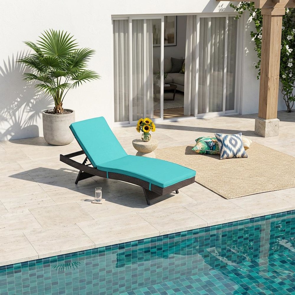 Outdoor Patio Chaise With Cushion For Lounge Comfort. Picture 2