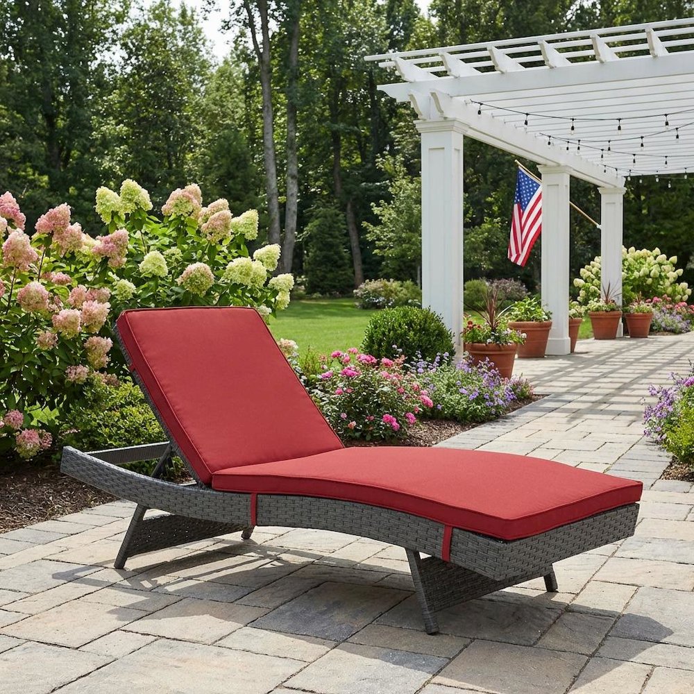 Outdoor Patio Chaise Lounge With Cushioned Seat And Weather-Resistant Frame. Picture 3