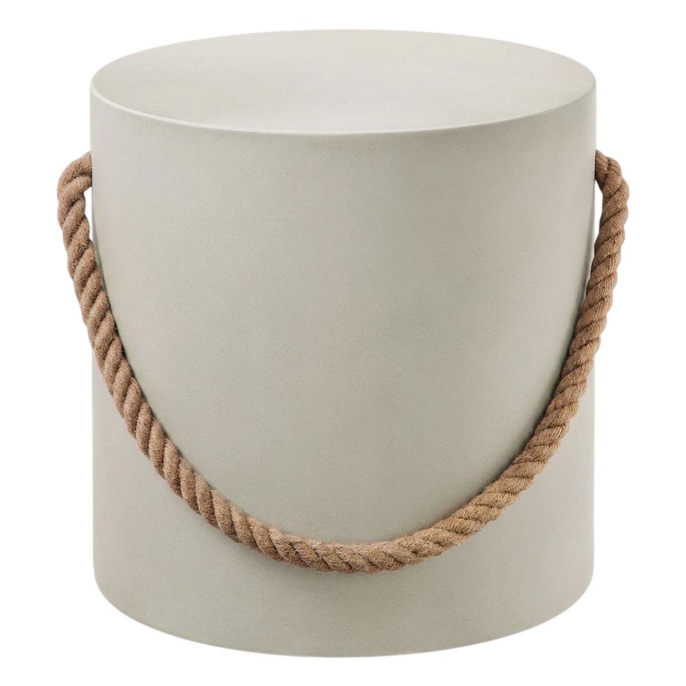 Concrete Side Table With Rope Detail For Indoor And Outdoor Use. Picture 4