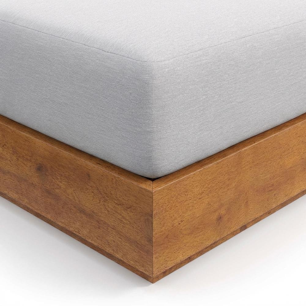 Outdoor Patio Ottoman with Acacia Wood Top and Stylish Design. Picture 6