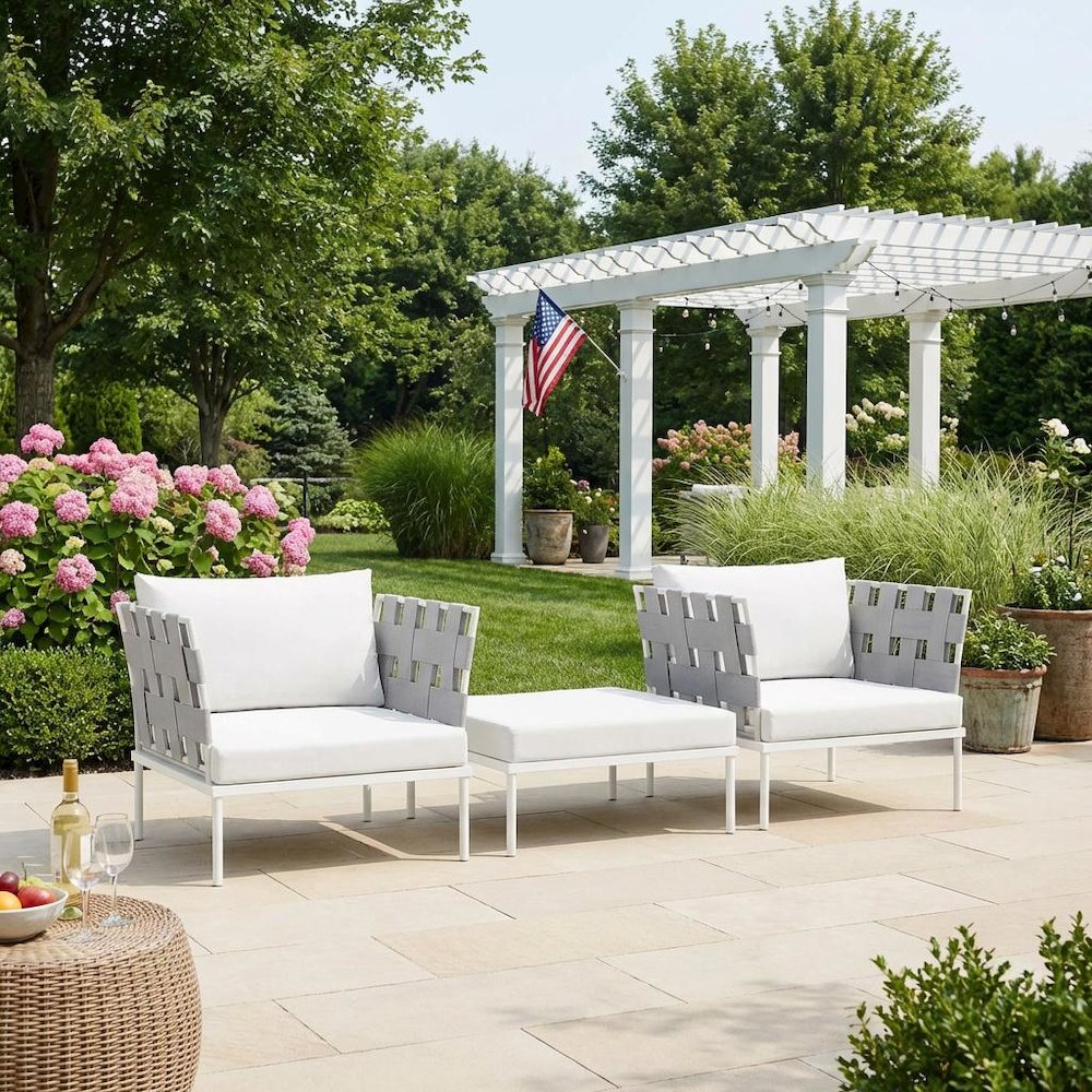 Outdoor Patio Aluminum Sectional Sofa Set With 3 Pieces. Picture 3