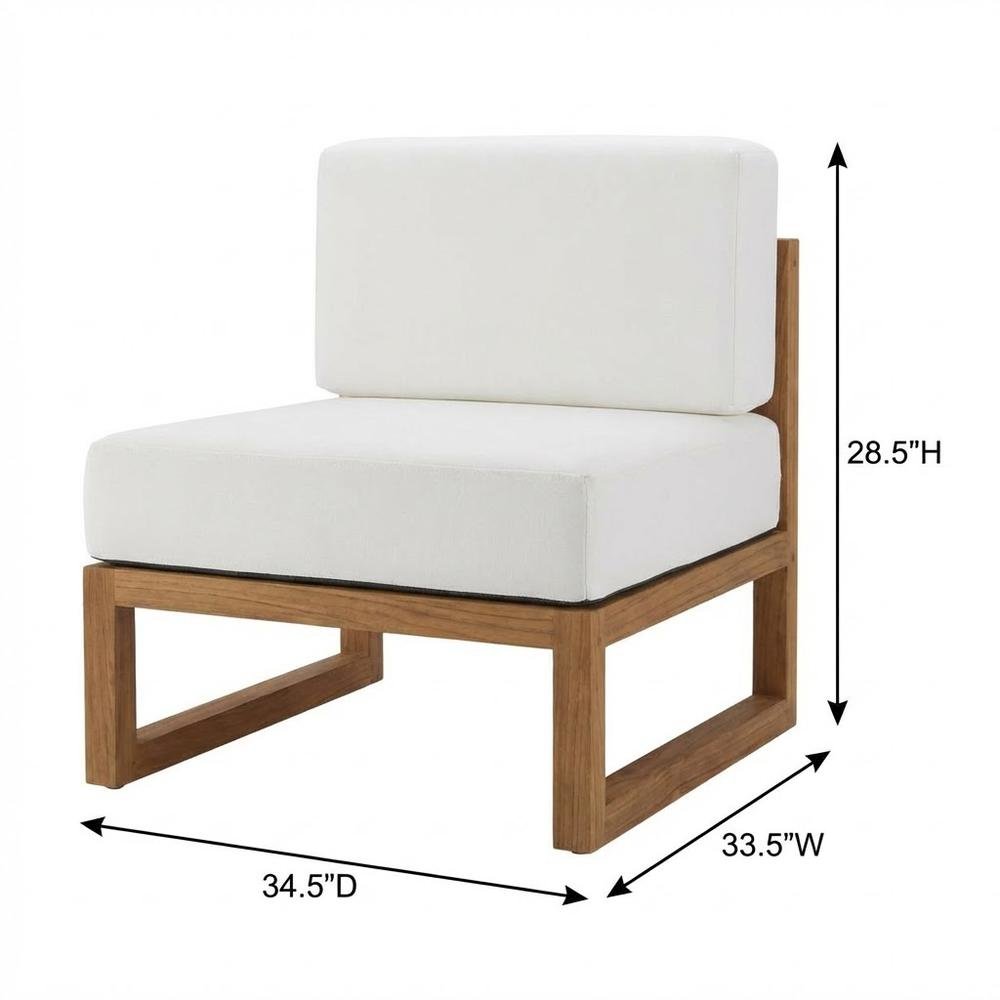 Teak Wood Armless Outdoor Lounge Chair With Comfortable Backrest. Picture 7
