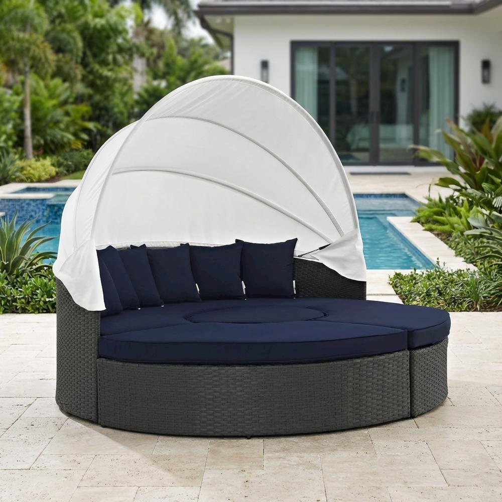 Outdoor Daybed with Cushioned Backrest and Durable Frame for Lounge Relaxation. Picture 3