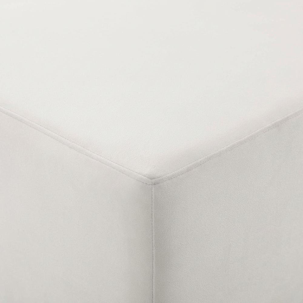 Square Performance Velvet Ottoman in Neutral Fabric for Outdoor Lounge. Picture 5