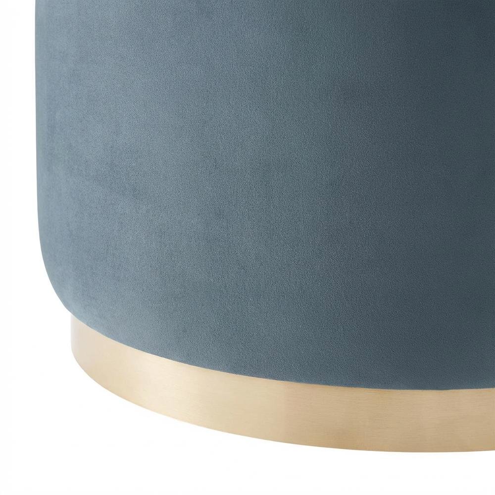 Velvet Upholstered Ottoman with Performance Finish for Outdoor Use. Picture 6