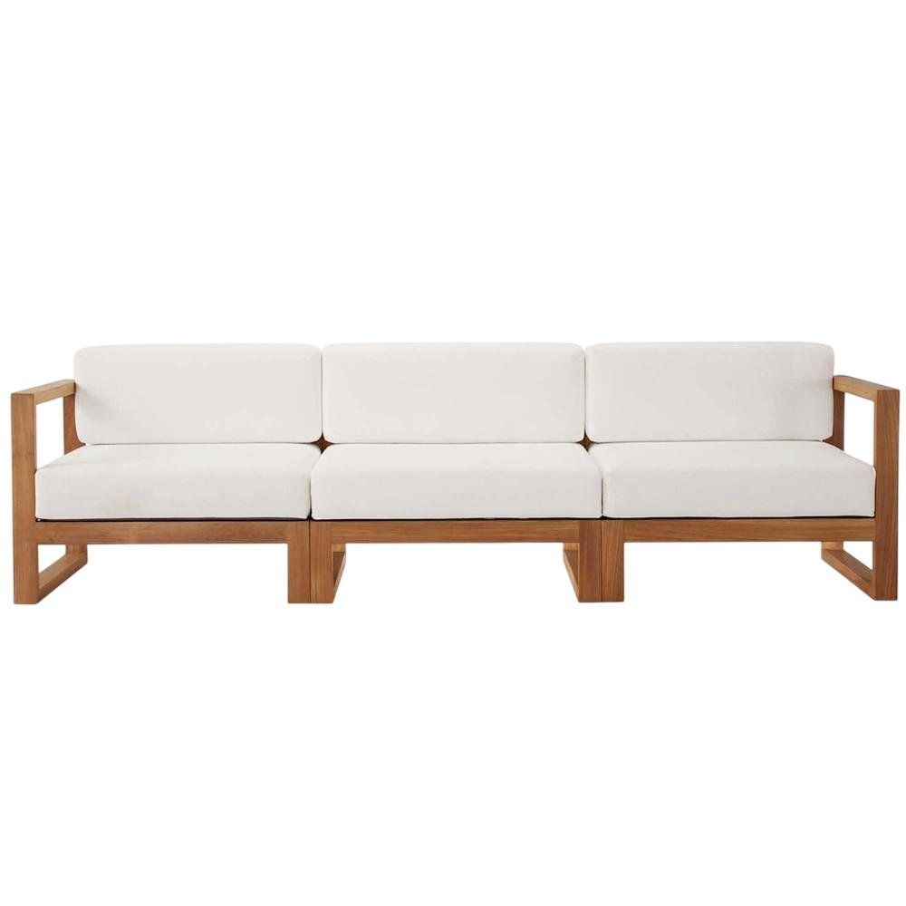 Outdoor Patio Teak Wood Sectional Sofa Set in Finish for Garden and Porch. Picture 4