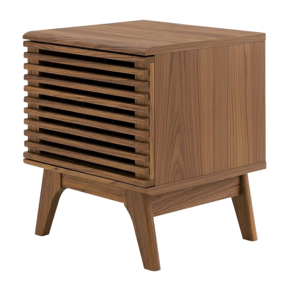 Wood Vinyl Record Display Stand in Brown, Compact Design, Durable Construction. Picture 1