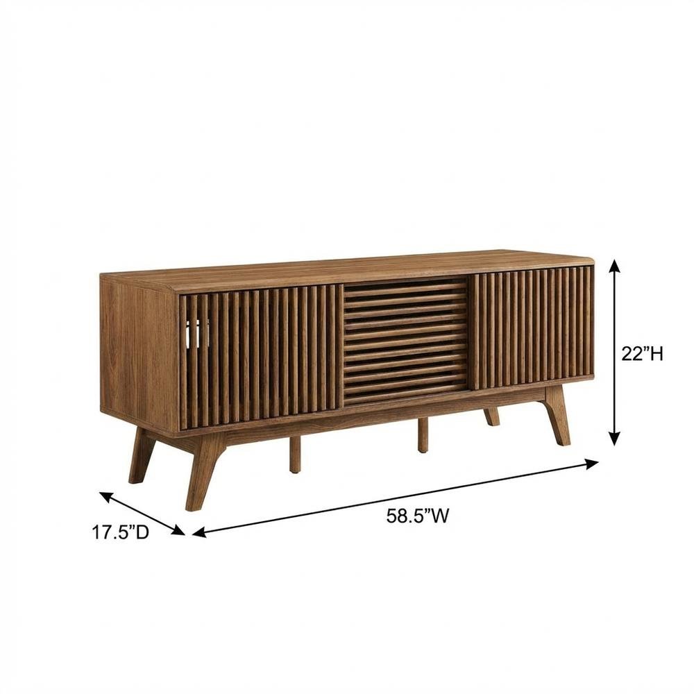 Brown wood TV stand with sleek design and versatile storage solution. Picture 7