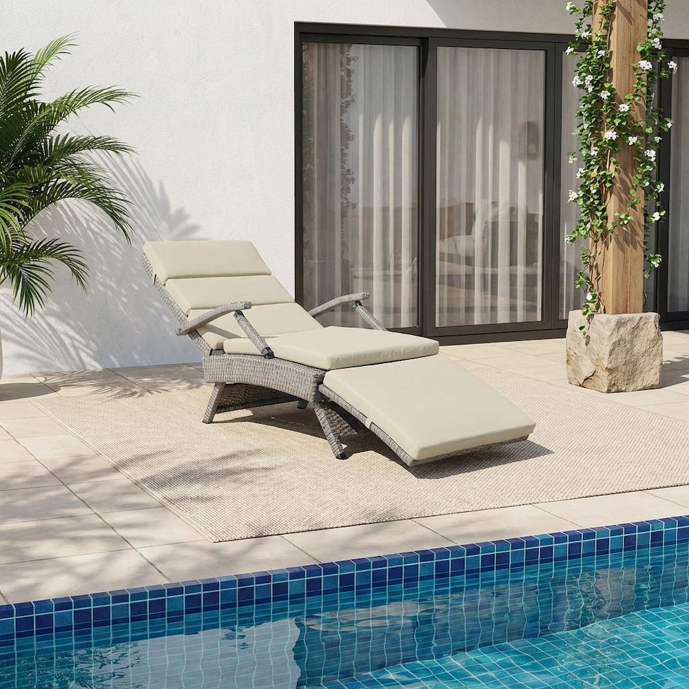 Outdoor Lounge Chair With Wicker Rattan Design And Armrest Support. Picture 2