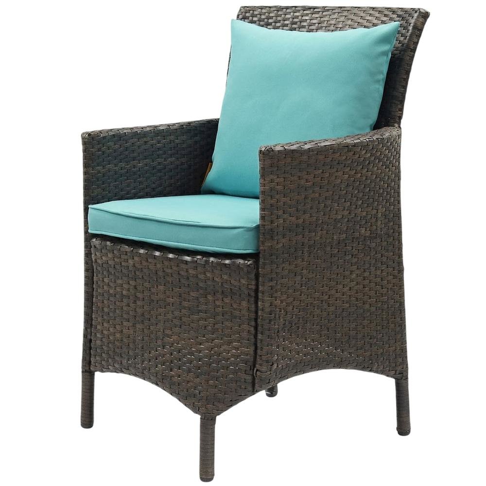 Outdoor Patio Wicker Rattan Dining Armchair With Cushioned Seat. Picture 1