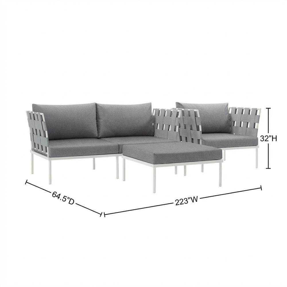 Outdoor Patio Aluminum Sectional Sofa Set Includes 3-Piece Lounge Furniture. Picture 7