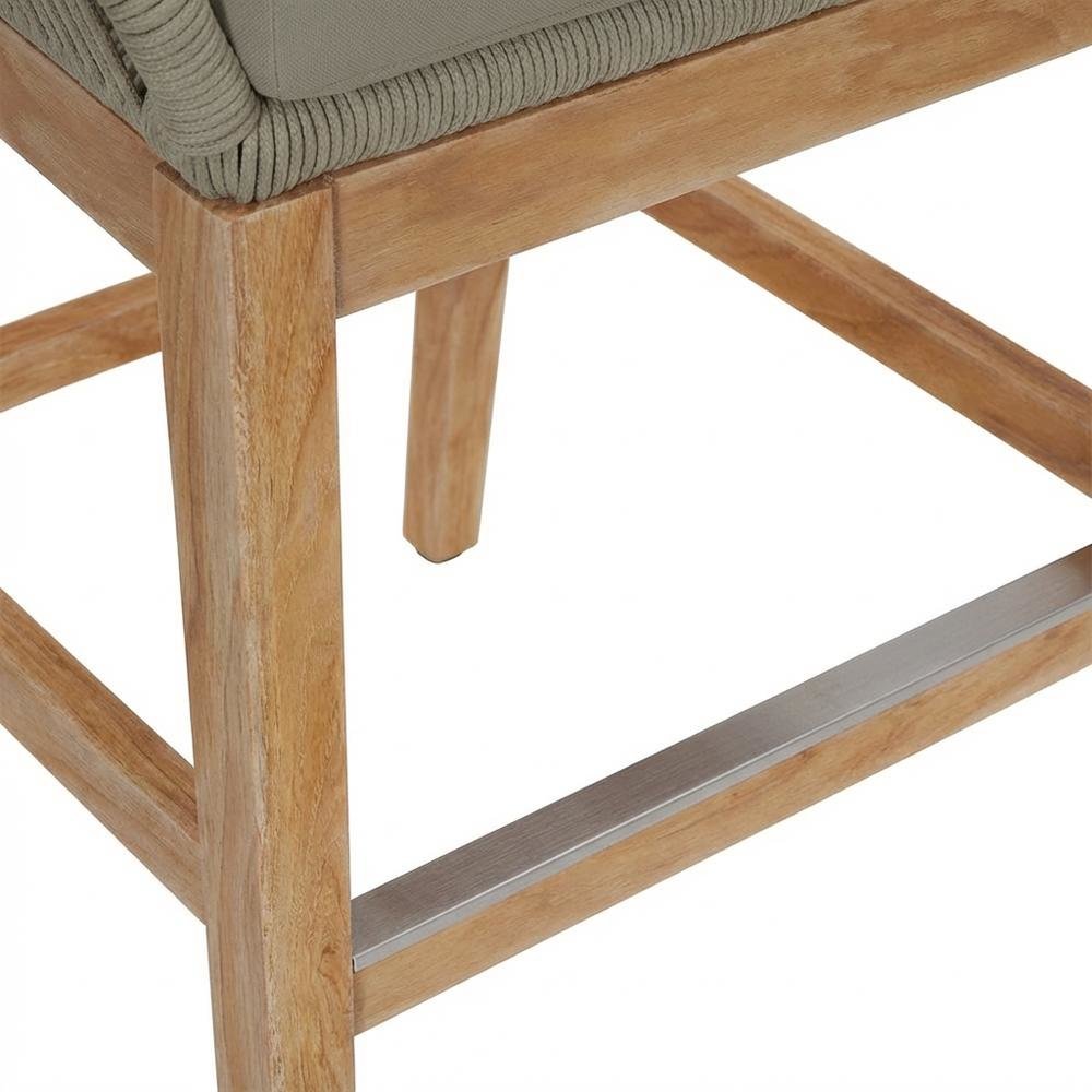 Teak, Rope Outdoor Counter Stool, Weather-Resistant Material, Patio Use. Picture 6