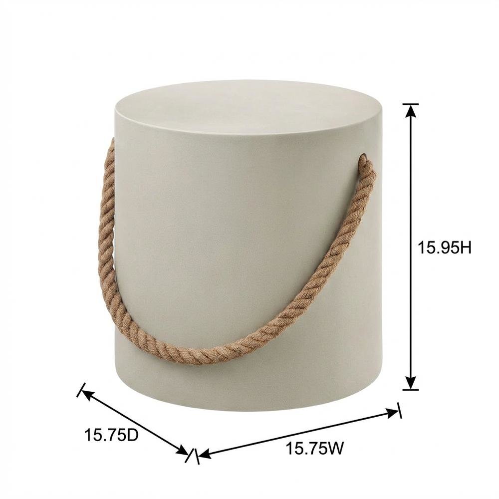 Concrete Side Table With Rope Detail For Indoor And Outdoor Use. Picture 7