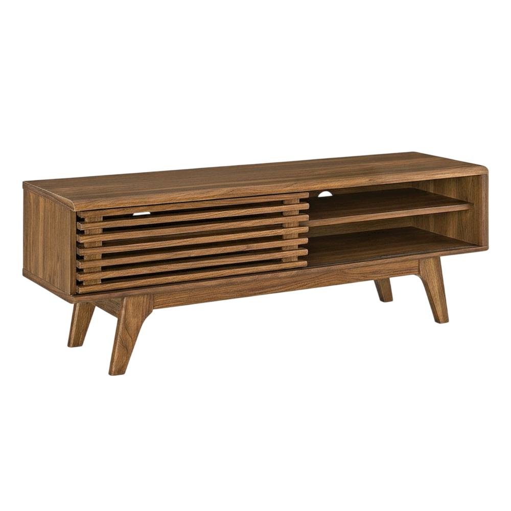 Wooden brown TV stand with 48-inch width and sleek design. Picture 4