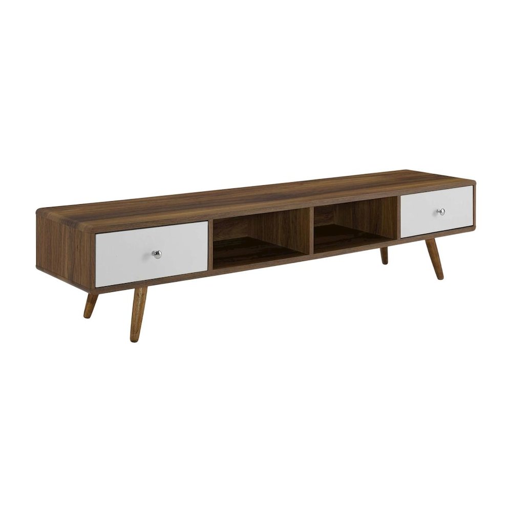 Wood TV Stand with Brown Finish and Spacious Surface. Picture 1