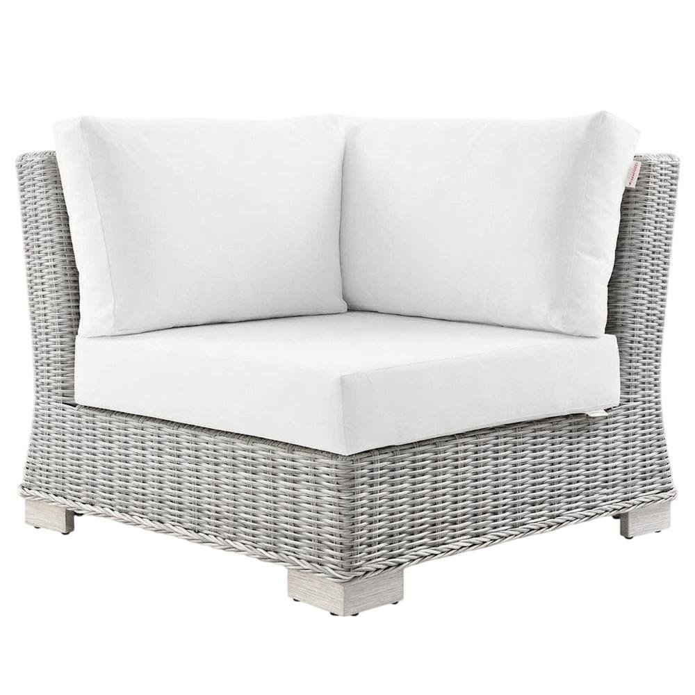 Outdoor Patio Wicker Rattan Corner Chair With Cushioned Seat And Backrest. Picture 1