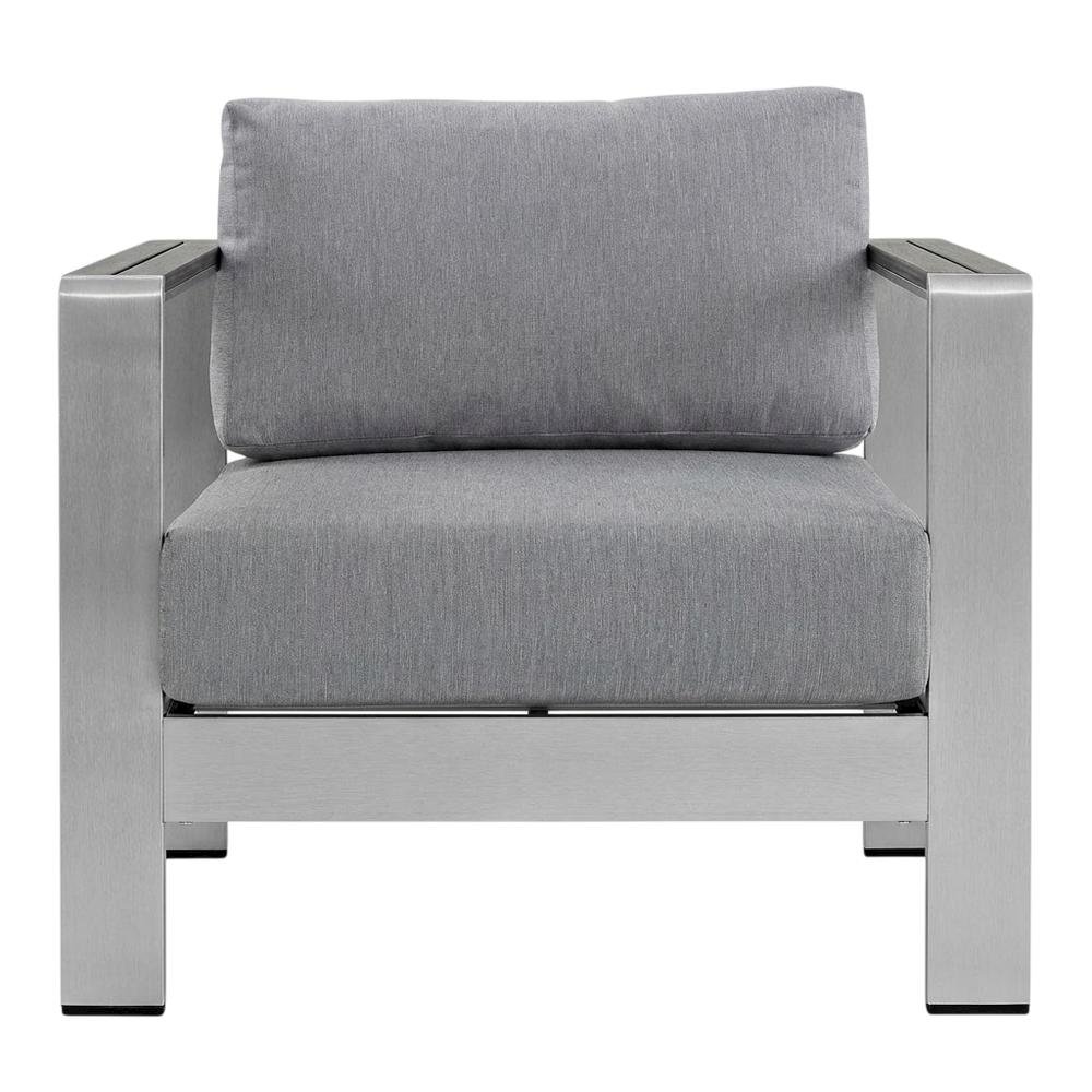 Aluminum Outdoor Lounge Armchair With Armrest And Sturdy Frame. Picture 4
