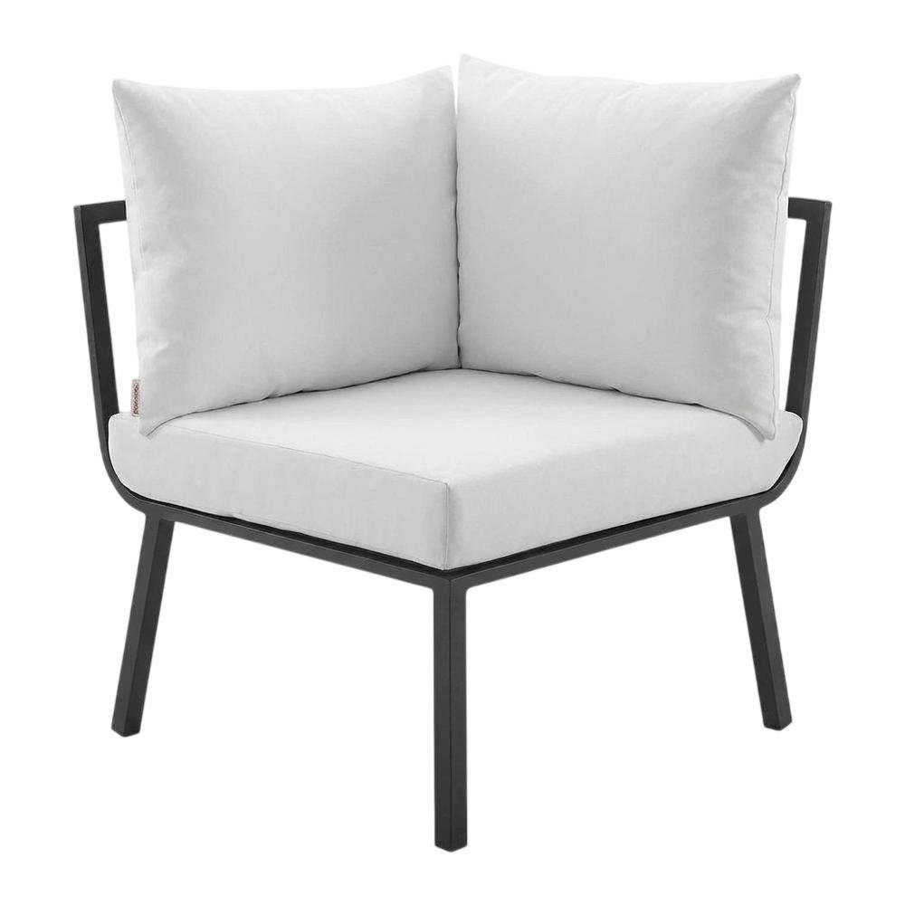 Outdoor Patio Aluminum Corner Chair With Cushioned Seat And Armrest. Picture 4