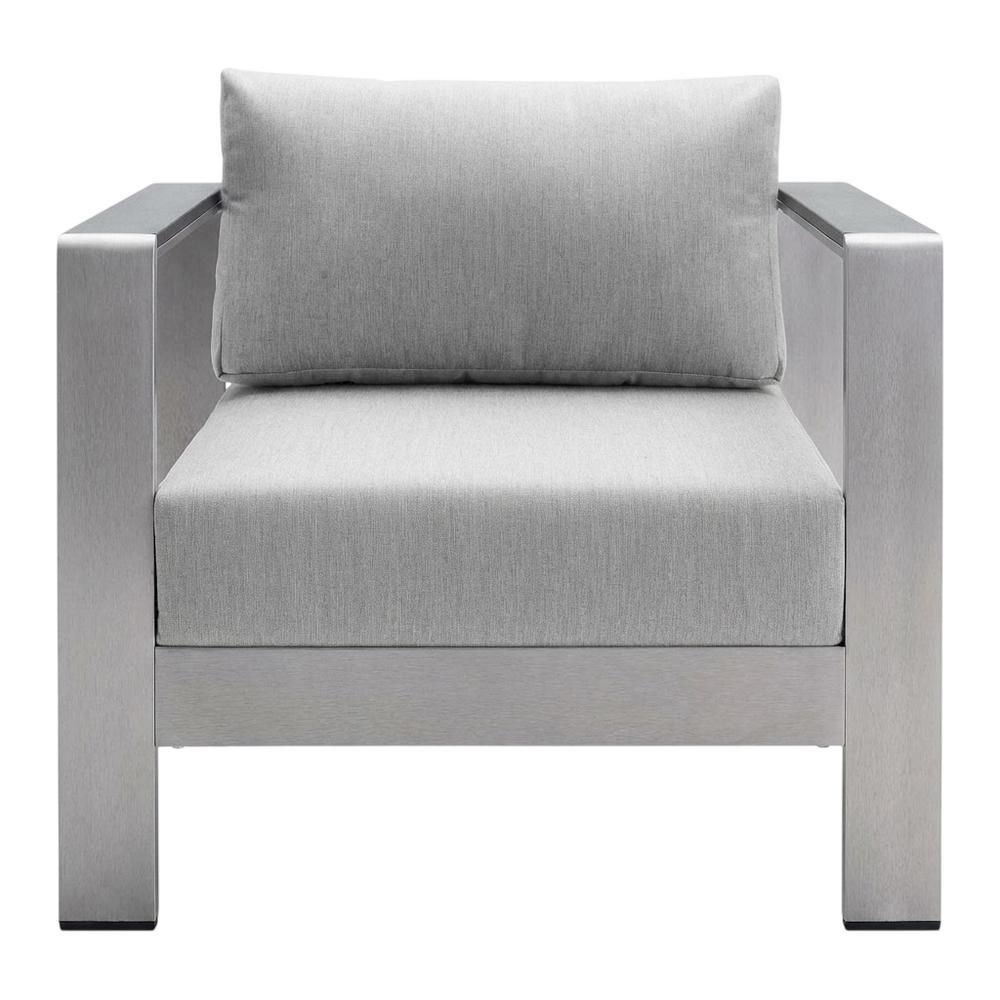 Aluminum Fabric Outdoor Patio Armchair With Cushioned Seating. Picture 4