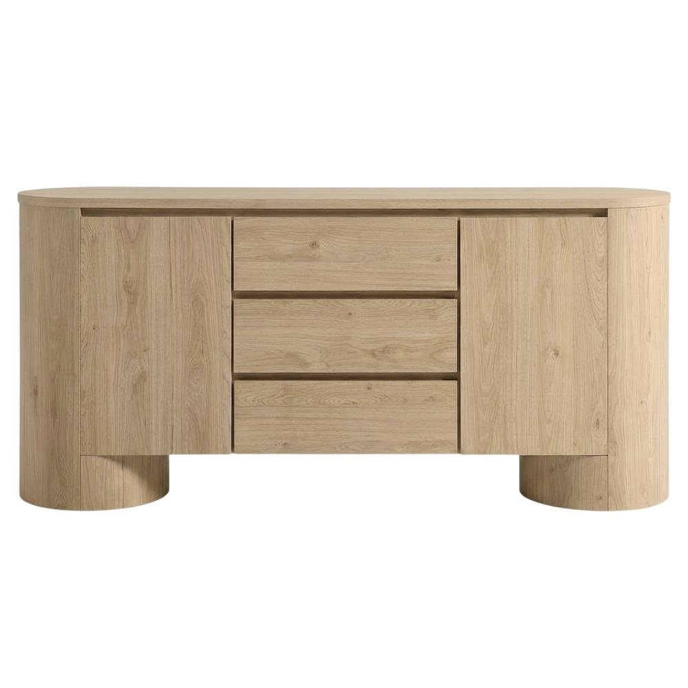 Rustic Rounded Sideboard Storage Cabinet With Spacious Interior, Durable Design. Picture 4