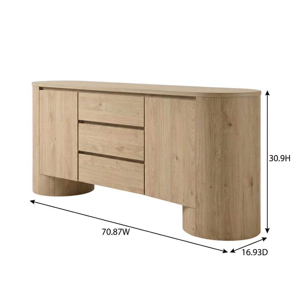 Rustic Rounded Sideboard Storage Cabinet With Spacious Interior, Durable Design. Picture 7