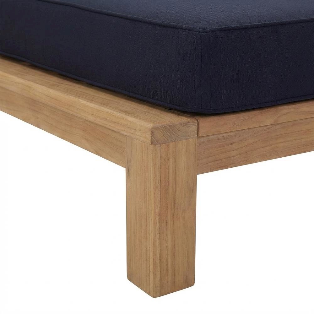 Outdoor Teak Patio Lounge Chair With Armrests And Cushions. Picture 6