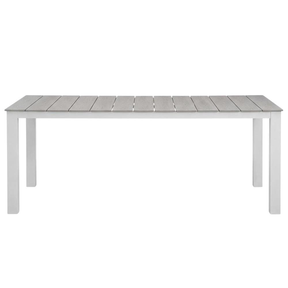 Rustic Grey Outdoor Patio Dining Table With Durable Construction. Picture 1