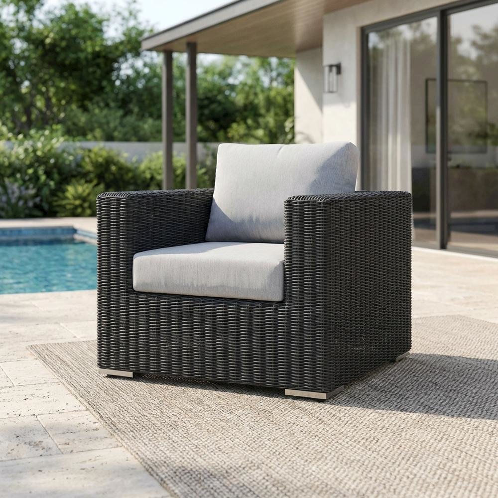 Outdoor Fabric Armchair with Cushions and Comfortable Support. Picture 3