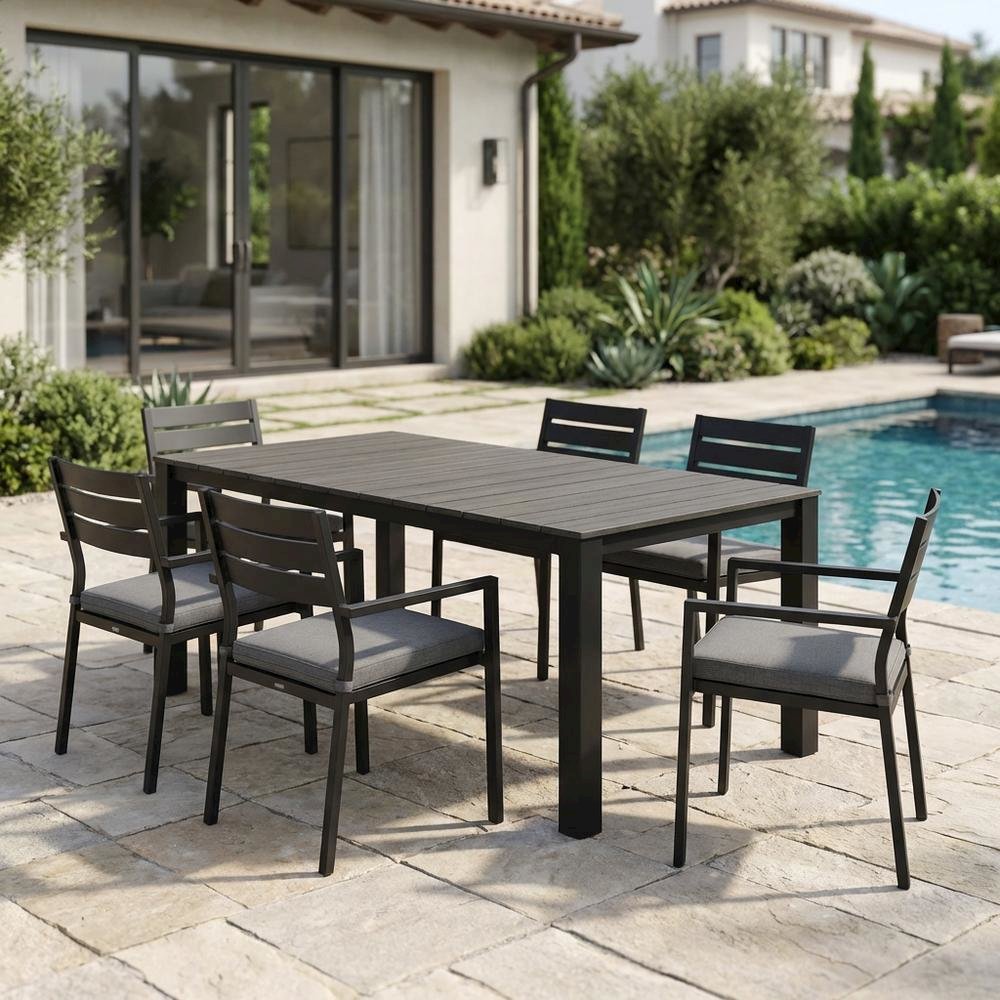 Elegant 80-Inch Outdoor Patio Dining Table With Sturdy Construction. Picture 3