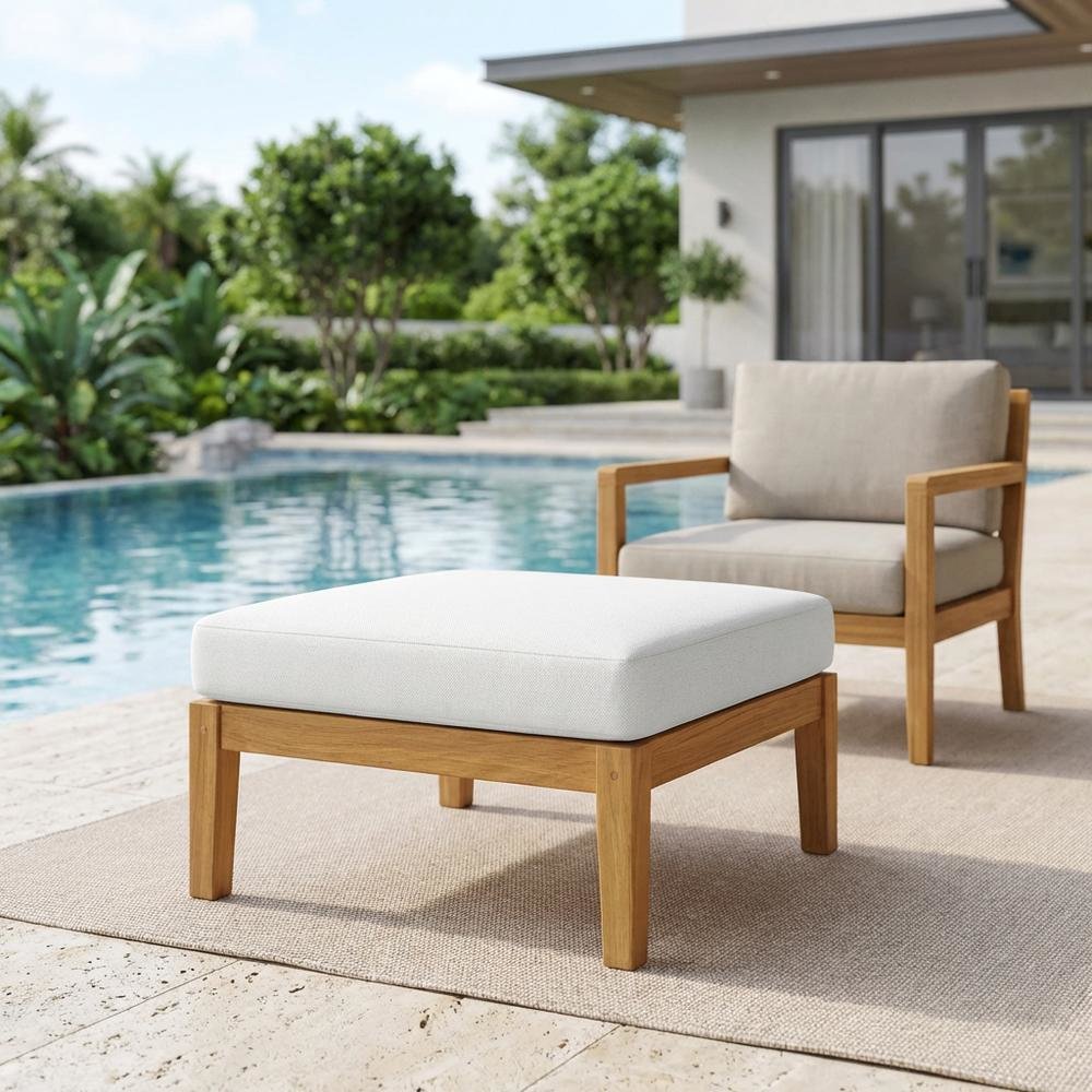 Teak Outdoor Ottoman with Stylish Design and Durable Construction. Picture 3