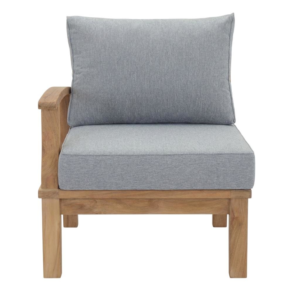 Teak Outdoor Left-Facing Sofa With Cushions And Armrests. Picture 4
