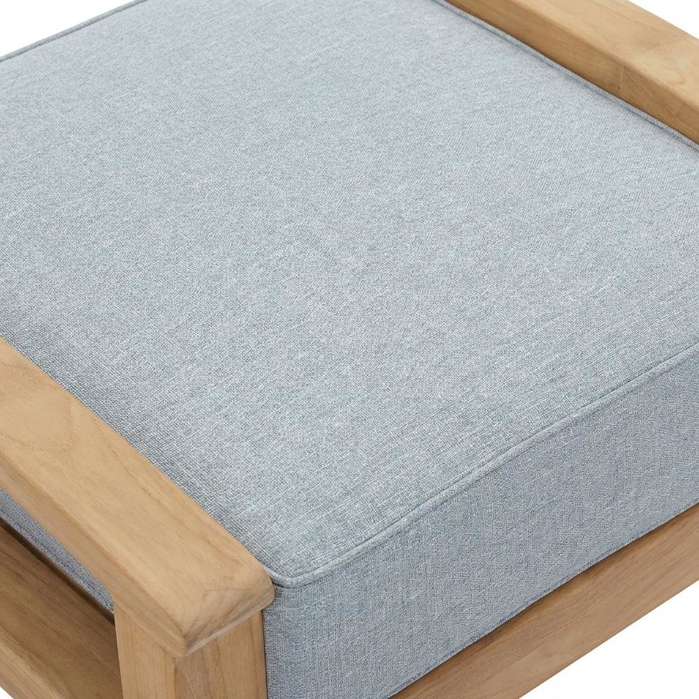 Teak Outdoor Ottoman With Cushioned Seat For Patio Lounging. Picture 5
