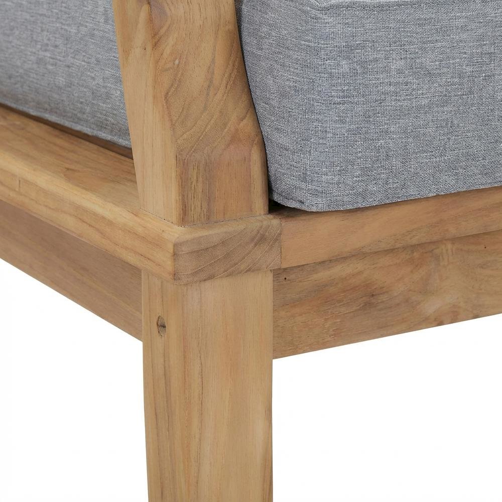 Teak Outdoor Left-Facing Sofa With Cushions And Armrests. Picture 6