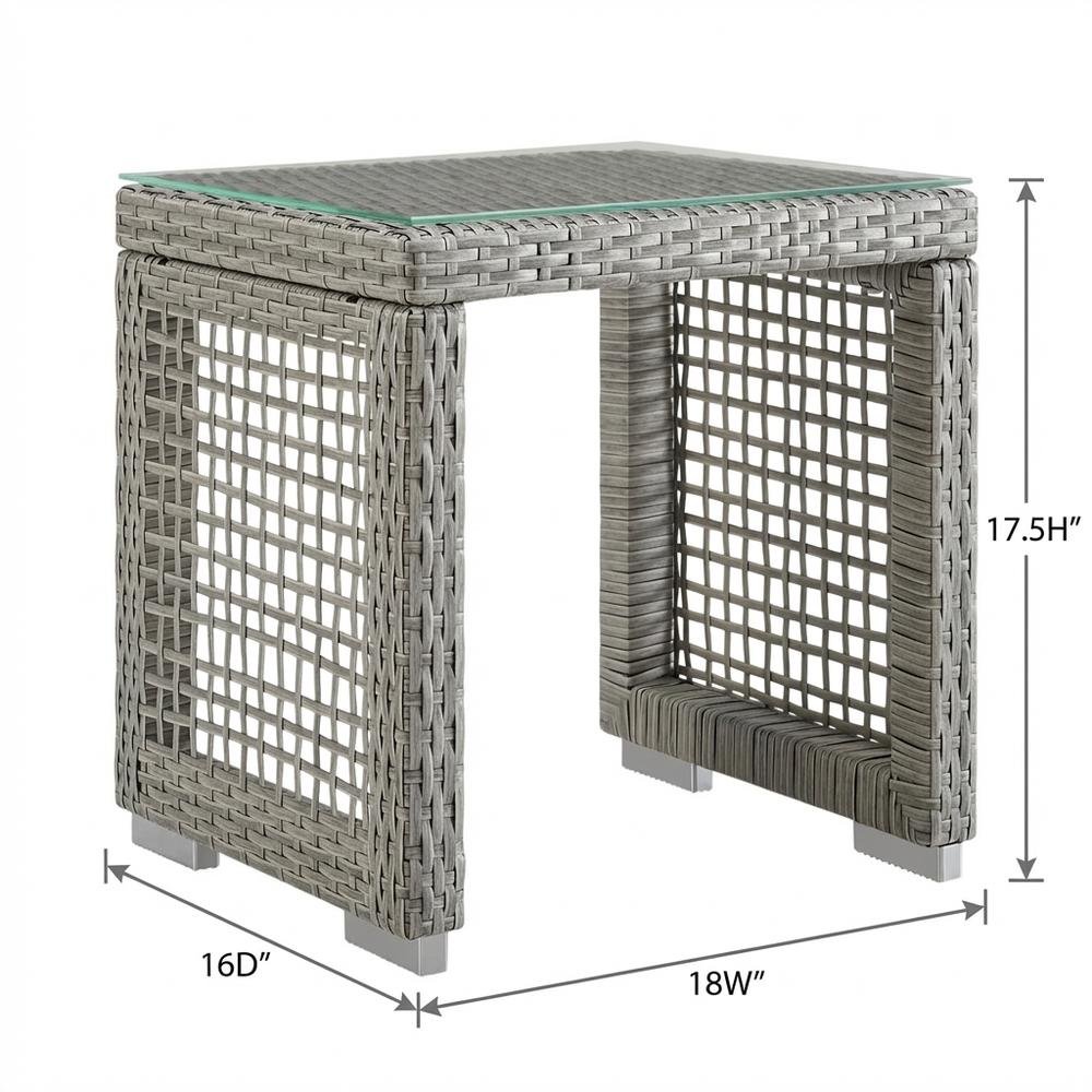 Wicker Rattan Outdoor Side Table in Neutral Finish with Weather-Resistant Design. Picture 7