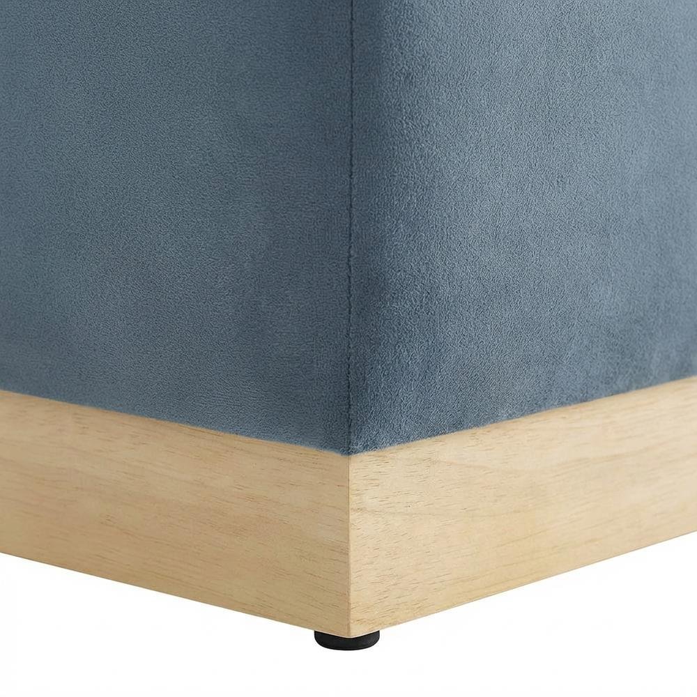 Square Upholstered Ottoman In Performance Velvet With Modern Design. Picture 6
