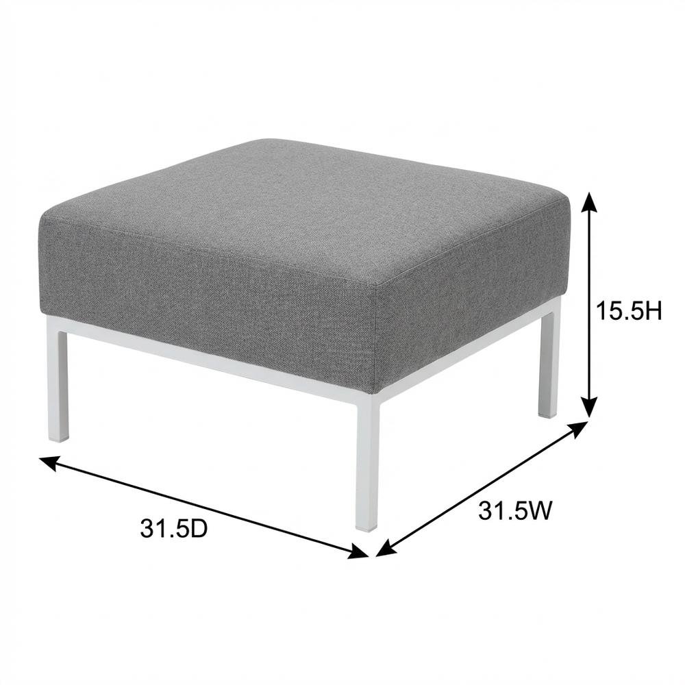 Aluminum Outdoor Patio Ottoman With Cushioned Top And Stylish Design. Picture 7